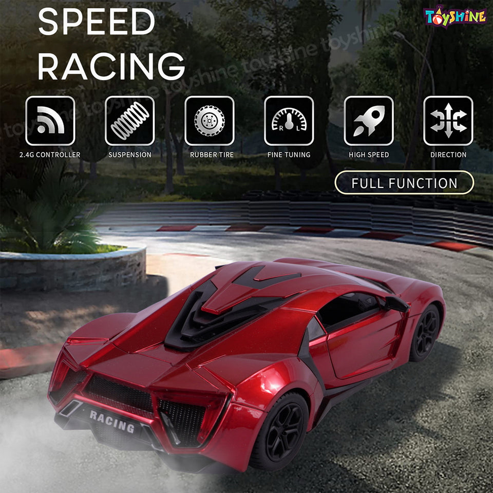 Toyshine 1:16 Scale Battery Operated Rechargeable High Speed Racing Car Fun & Exciting Vehicle in Realistic Design for Kids- Red