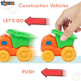 Toyshine 2 Pack of Construction Cars Push and Go Play Set with Powered Friction Vehicles for Babies