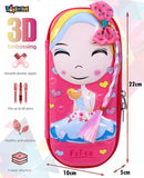 Toyshine Set of 2 Girl Hardtop Pencil Case with Tritan Grip Bottle - Kids Large Capacity School Supply Organizer Students Stationery - Girls Pen Pouch