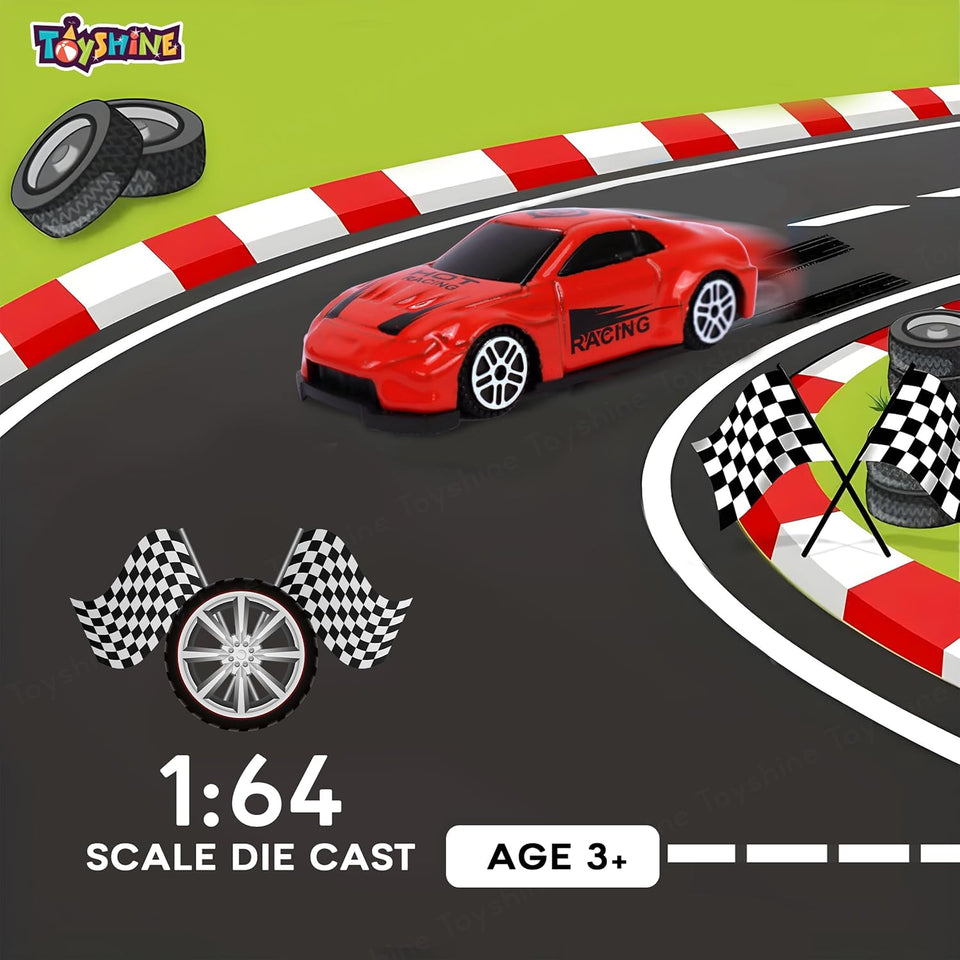 Toyshine Pack of 3 Free Wheel Speed Racing 1:64 Scale Die cast Kids Collectable Vehicle Toy Set Educational Play Set Return Gift for Age 3+