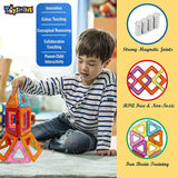 Toyshine 126 Pcs Plastic Magnetic Tiles with Container, Building Blocks Construction Set Educational Stacking Toys - Indian