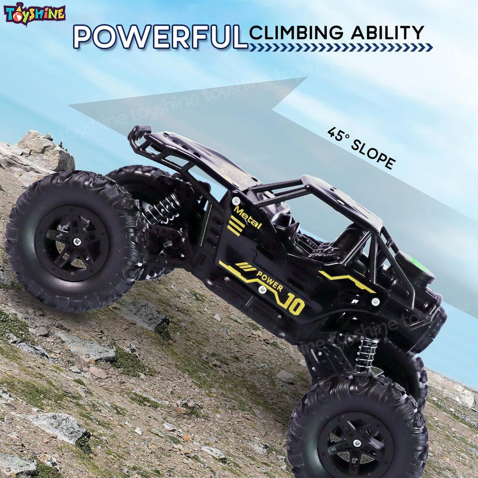 Toyshine 1:16 Scale 27Mhz Smoke Rock Crawler Monster RC Truck with Booster Spray Function All Terrain Stunt Racing Car Rechargeable Indoor Outdoor Toy Car - Black