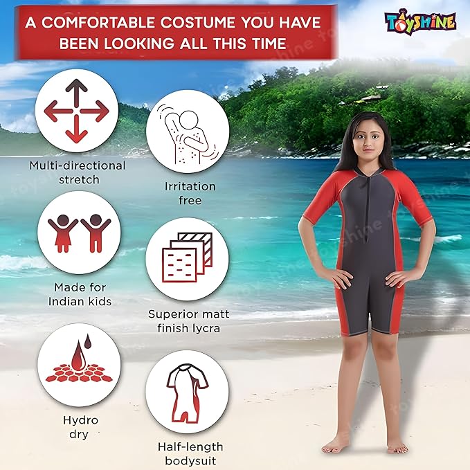 Toyshine Pack of 2 Poly Lycra Stretchable Girls Multipurpose Wear for Swimming I Diving I Cycling I Skating | Aerobics | Size 36 for kids