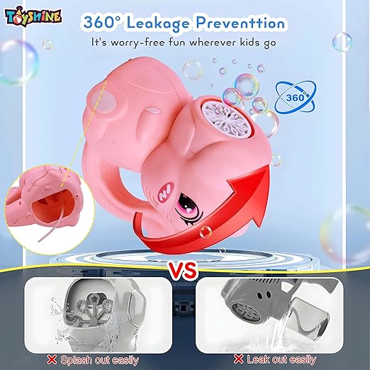 Toyshine Battery Operated Dinosaur Gatling Bubble Machine Toy with 2 Scoup Bottle for Children Party Favors Outdoor & Indoor Activity for Boys Girls 3 Years and Above (Pink)