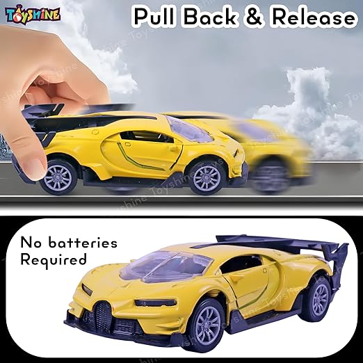 Toyshine 1:32 Scale Die Cast Racing Model Vehicle Toy Car with Pull Back Function Along with Opening Door Feature for Kids Boy Girl 3+, Yellow