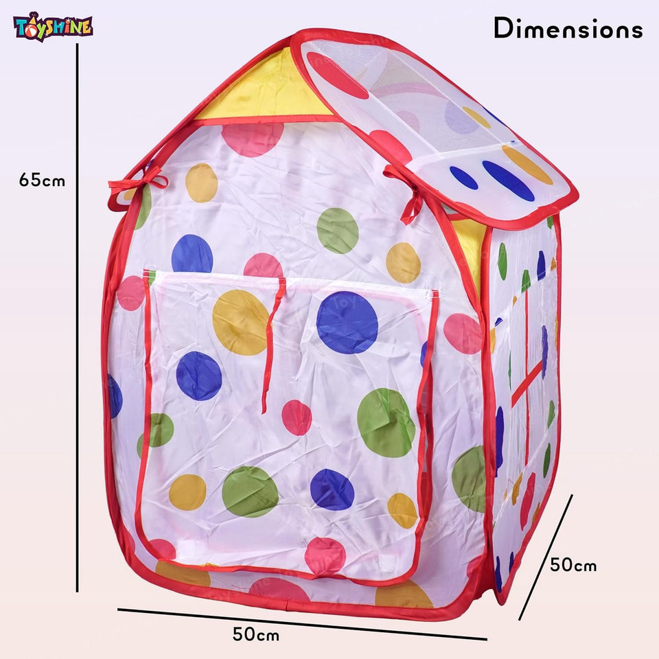 Toyshine Foldable Poka Dots Kids Children'S Ball Pit Indoor Outdoor Pop Up Play Tent House Toy, White Red (Size: 24X29 Inches) - B, Tent House Theme