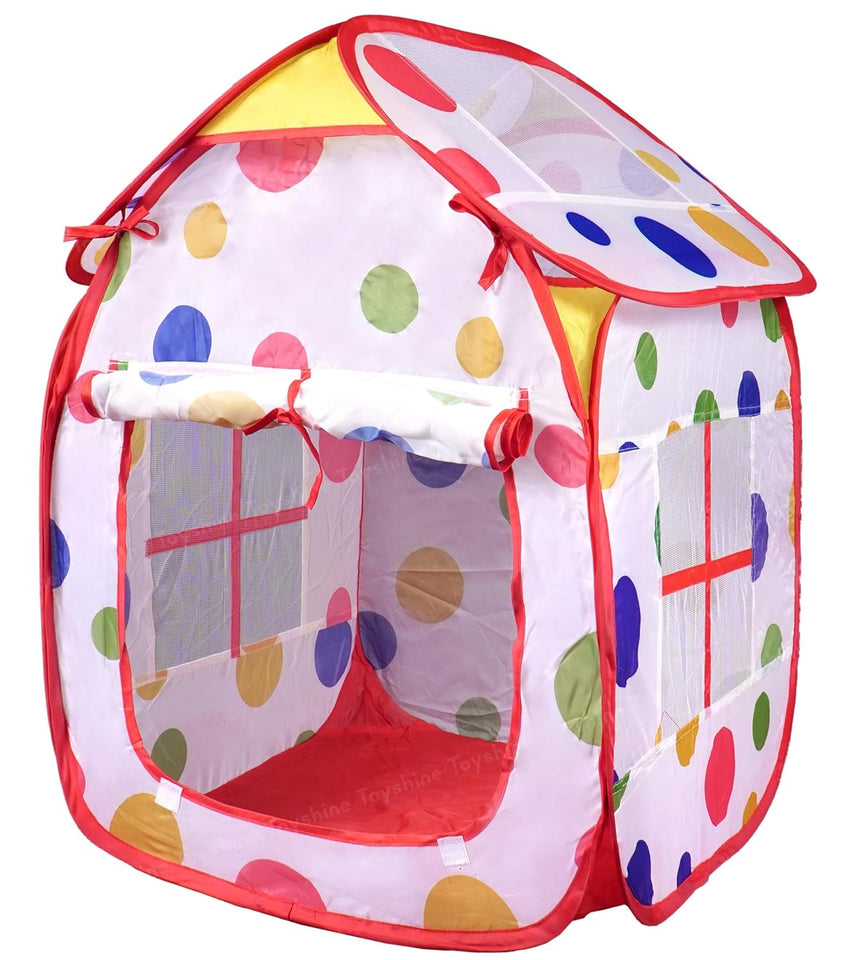 Toyshine Foldable Poka Dots Kids Children'S Ball Pit Indoor Outdoor Pop Up Play Tent House Toy, White Red (Size: 24X29 Inches) - B, Tent House Theme