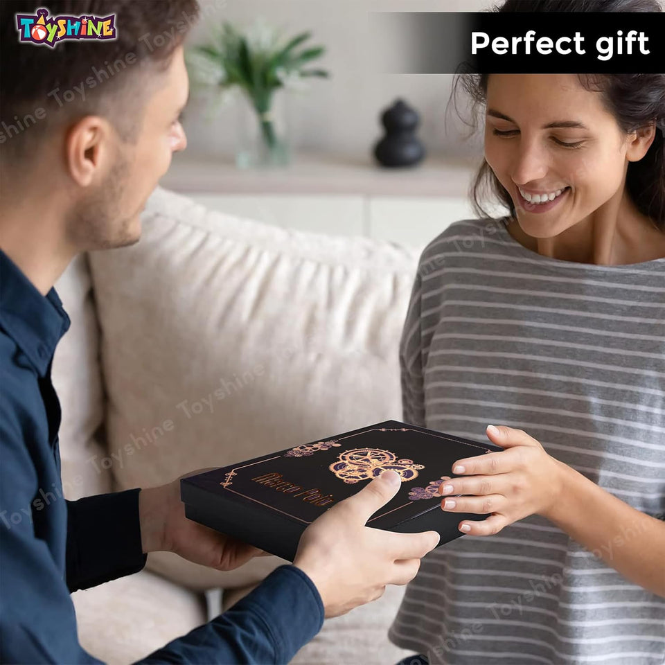 Toyshine Sprinkled Gold Feather Quill Calligraphy Pen with Dip Business Fire Paint ink and Wax Seal Stamp Set for Student Birthday Party Stationery Gift Box - Multicolor