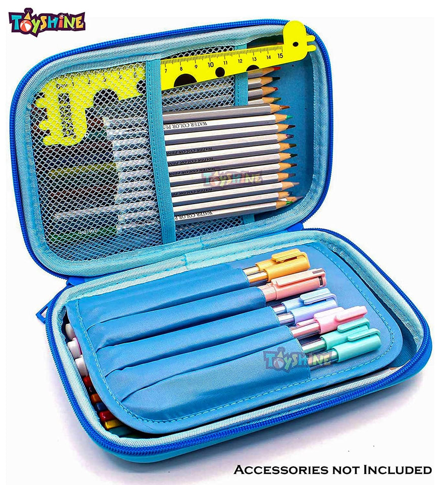 Toyshine Blue Mauve Dinosaur Hardtop Pencil Case with Compartments - Kids Large Capacity School Supply Organizer Students Stationery Box - Girls Boys Pen Pouch - B