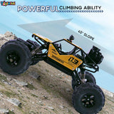 Toyshine 1:12 Scale 27Mhz Smoke Rock Crawler Monster RC Truck with Booster Spray Function All Terrain Stunt Racing Car Rechargeable Indoor Outdoor Toy Car - Golden