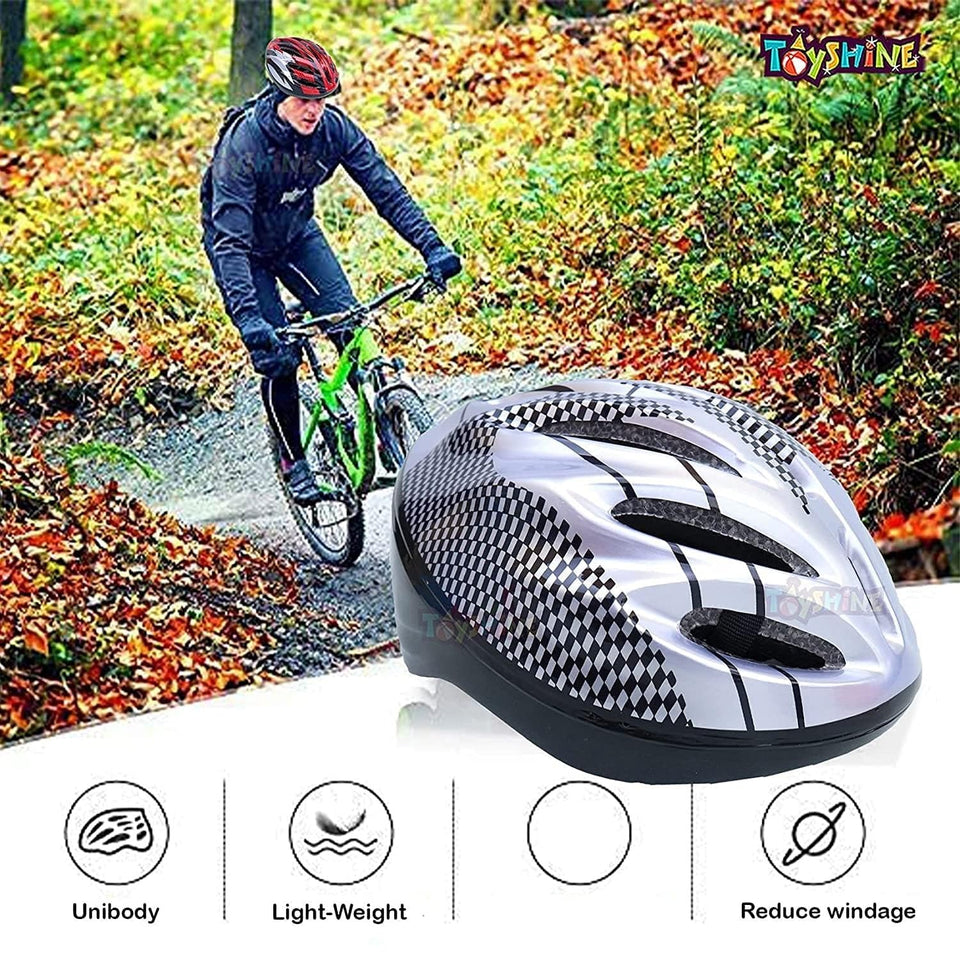 Toyshine Adults Bike Helmet with Visor Bicycle Helmet with Rear Light Size L (16CMX15CM) Inner Size, Color May Vary - SSTP (Model - C)