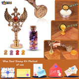 Toyshine Sprinkled Gold Feather Quill Calligraphy Pen with Dip Business Fire Paint ink and Wax Seal Stamp Set for Student Birthday Party Stationery Gift Box - Multicolor