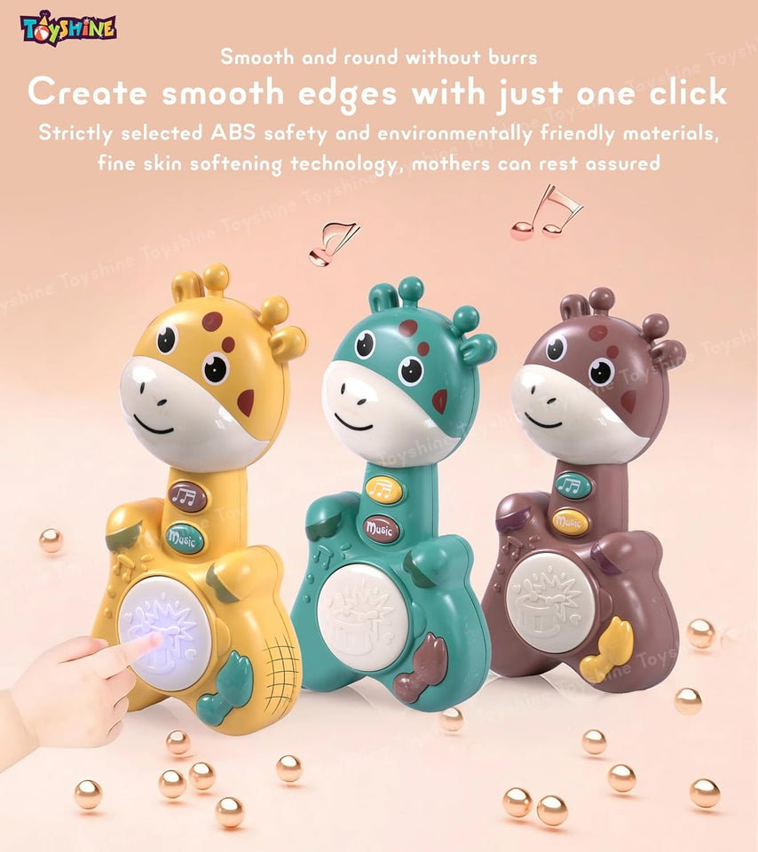 Toyshine Giraffe Shape Musical Handy Drum Educational & Sensory Toy for Kids Boys and Girls 3+ Birthday Gifts - Yellow
