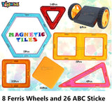 Toyshine 126 Pcs Plastic Magnetic Tiles with Container, Building Blocks Construction Set Educational Stacking Toys - Indian