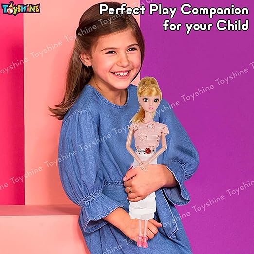 Toyshine Kally Fashion Doll with 3D Eyes, Folding Hands Glittering Dress Pretend Play Gift for Girls Kids Role Play Toy for Age 3+,Model C