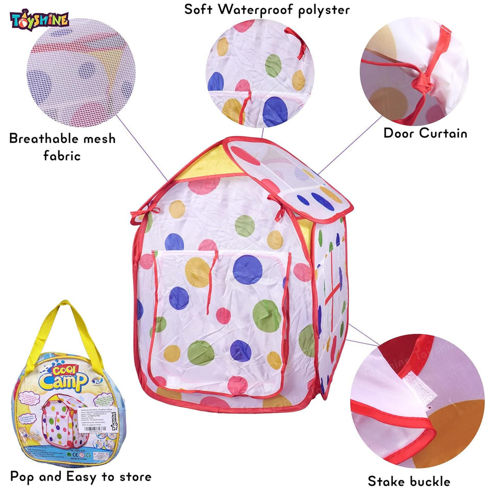 Toyshine Foldable Poka Dots Kids Children'S Ball Pit Indoor Outdoor Pop Up Play Tent House Toy, White Red (Size: 24X29 Inches) - B, Tent House Theme