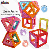 Toyshine 126 Pcs Plastic Magnetic Tiles with Container, Building Blocks Construction Set Educational Stacking Toys - Indian