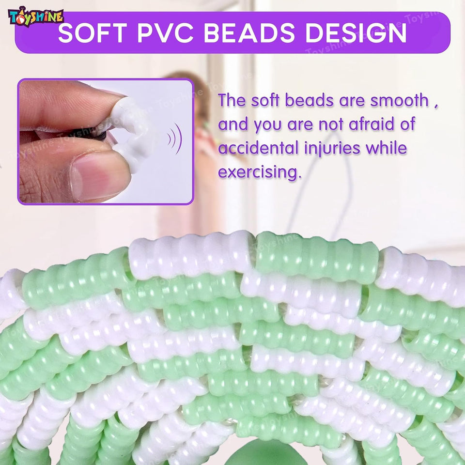 Toyshine Adjustable Length Tangle-Free Segment PVC Soft Beaded 2.6M Fitness Jump Rope for Outdoor Fun Activity Exercise kids Fitness - Green Panda