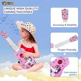 Toyshine 21" Unicorn Theme 4 String Guitar Easy-to-Hold Thin Frets Low String Musical Instrument Learning Educational Toy Gift for Toddlers Kids