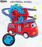 Toyshine 2 in 1 Fire Engine Slide Toy Set with Automatic Slide Down Duck Race Track Toy