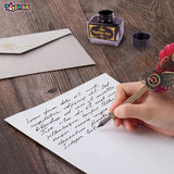 Toyshine Sprinkled Gold Feather Quill Calligraphy Pen with Dip Business Fire Paint ink and Wax Seal Stamp Set for Student Birthday Party Stationery Gift Box - Multicolor