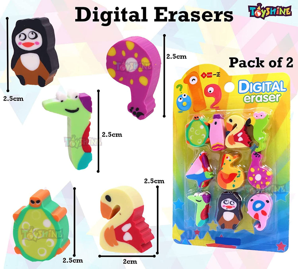 Toyshine 3 in 1 Stationery Combo-Hardtop Pencil Case with Colorful Erasers and 8 Pcs Water Erasable Markers for Kids