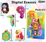 Toyshine 3 in 1 Stationery Combo-Hardtop Pencil Case with Colorful Erasers and 8 Pcs Water Erasable Markers for Kids