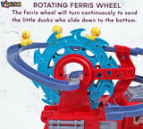 Toyshine 2 in 1 Fire Engine Slide Toy Set with Automatic Slide Down Duck Race Track Toy