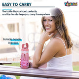 Toyshine Spill Proof Bunny Kids Water Bottle With Straw for Kids|Featuring Soft Silicone Handle Grip-550 ML - PINK
