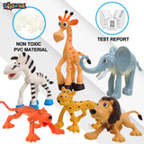 Toyshine Cartoon Style Pack of 6 Animal Rubber Play Toy for Kids Baby 2 3 4 5 Year Old, Non Toxic