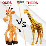 Toyshine Cartoon Style Pack of 6 Animal Rubber Play Toy for Kids Baby 2 3 4 5 Year Old, Non Toxic