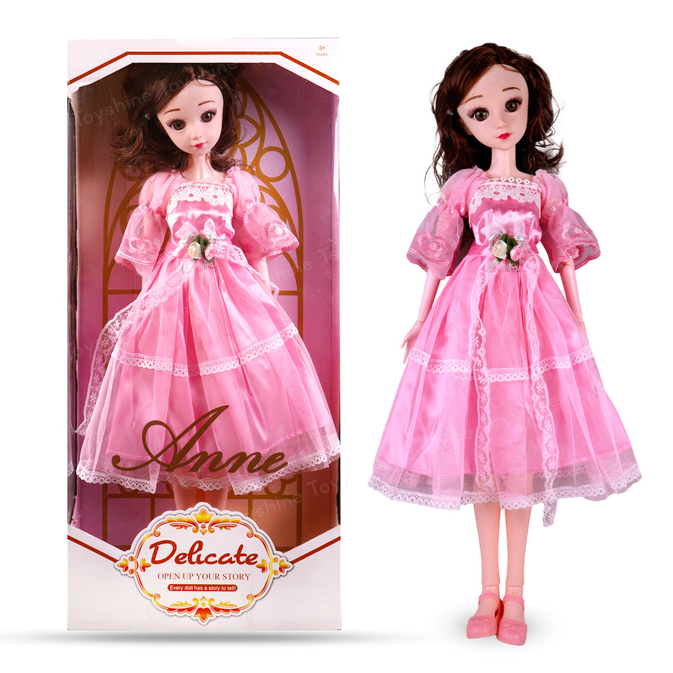 Toyshine Big Size 21" Stunning Look Anne Fashion Doll with 3D Eyes & Folding Hands Pretend Play Gift for Girls Kids Role Play Toy for Age 3+, Pink
