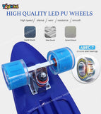 Toyshine Complete Skateboard 59 Cms All Wheels LED Light up Beginners, Spider X Blue