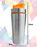 Spanker Stainless Steel Insulated Protein Mixing Shaker Bottle Cum Water Bottle,25 Oz (Steel Orange) SSTP