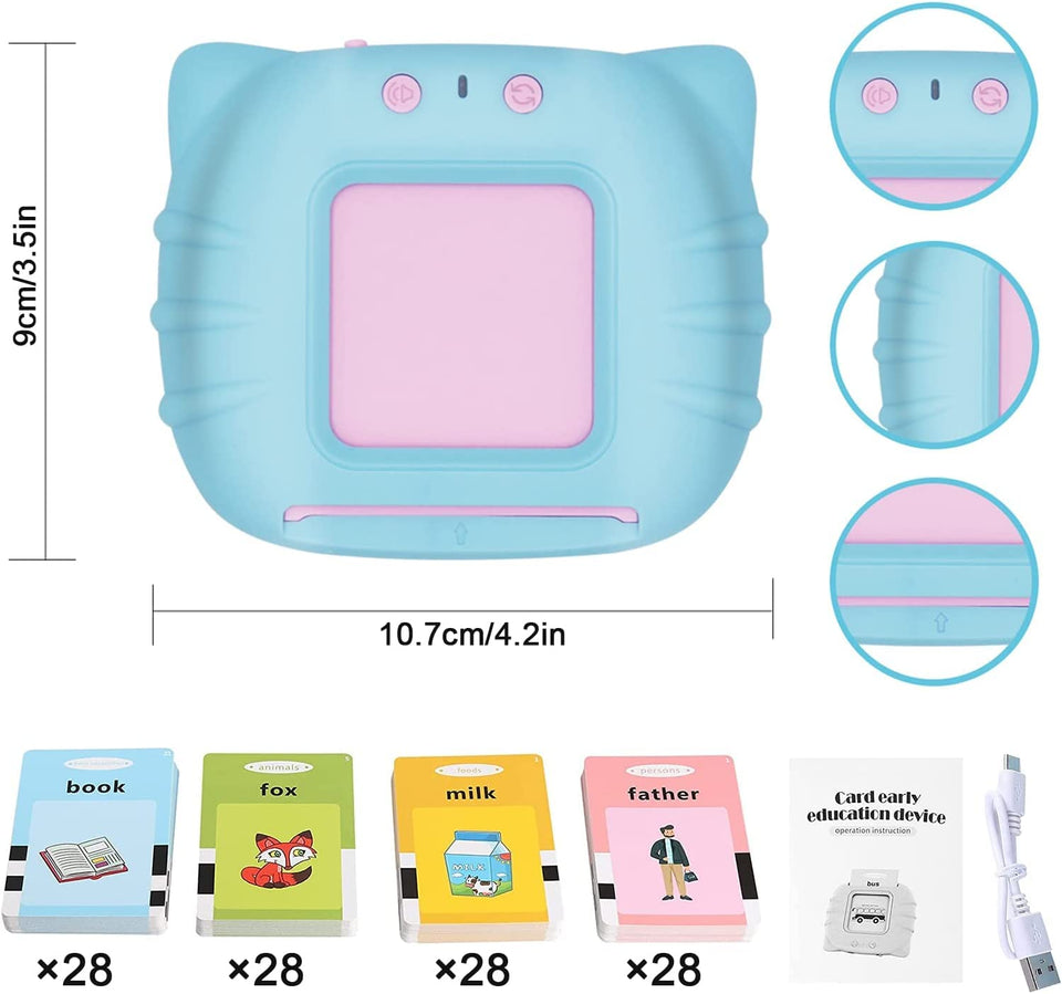 Toyshine Talking Flash Cards Educational Learning Toys for Toddlers Montessori Toys Flash Cards for Age 2 3 4 5 6 | 112 Cards, Blue