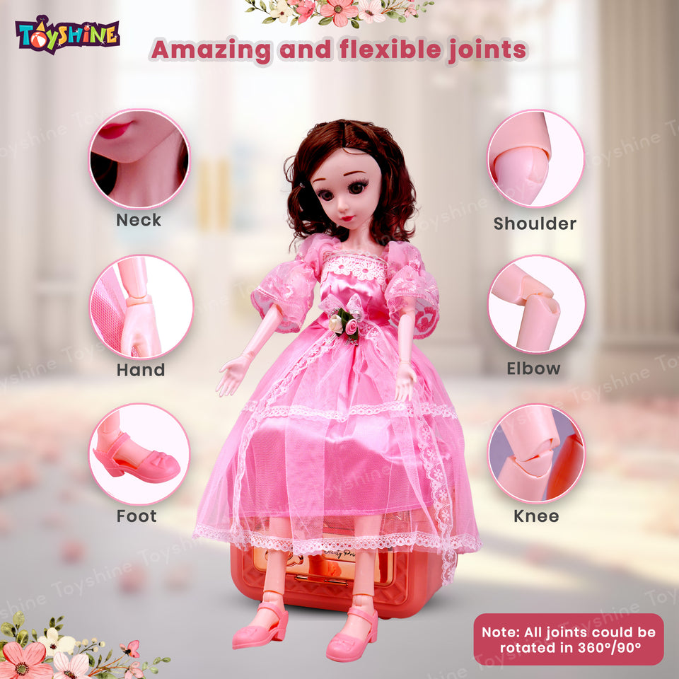 Toyshine Big Size 21" Stunning Look Anne Fashion Doll with 3D Eyes & Folding Hands Pretend Play Gift for Girls Kids Role Play Toy for Age 3+, Pink