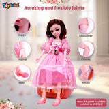 Toyshine Big Size 21" Stunning Look Anne Fashion Doll with 3D Eyes & Folding Hands Pretend Play Gift for Girls Kids Role Play Toy for Age 3+, Pink