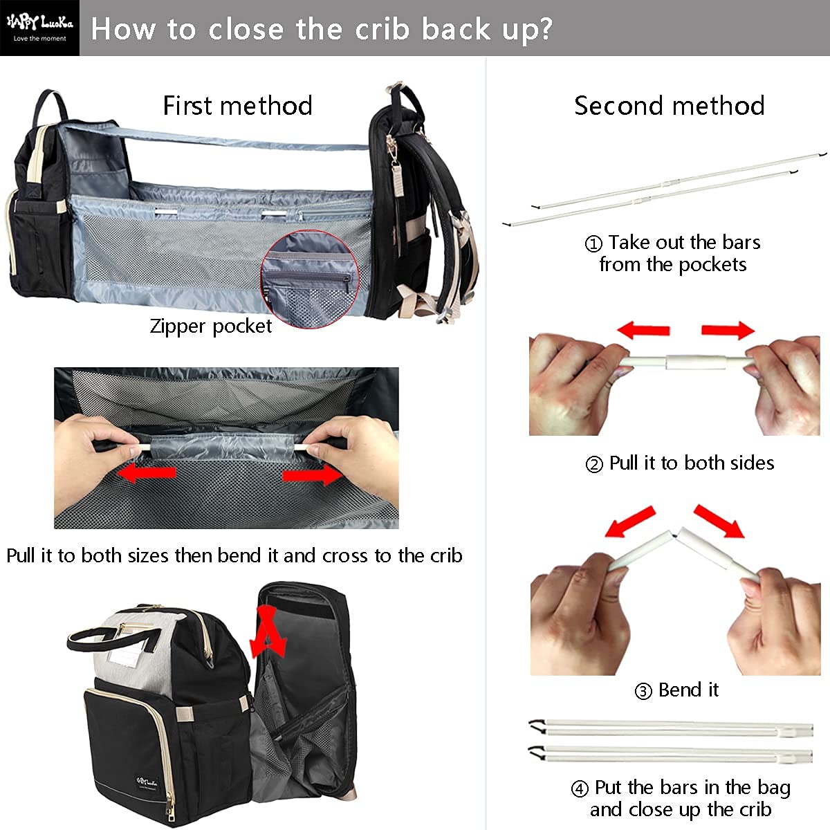 Toyshine Diaper Bag with Changing Station, Large Travel Diaper Bag Backpack with Sunshade Bassinet and USB Charging Port for Moms Dads, Waterproof