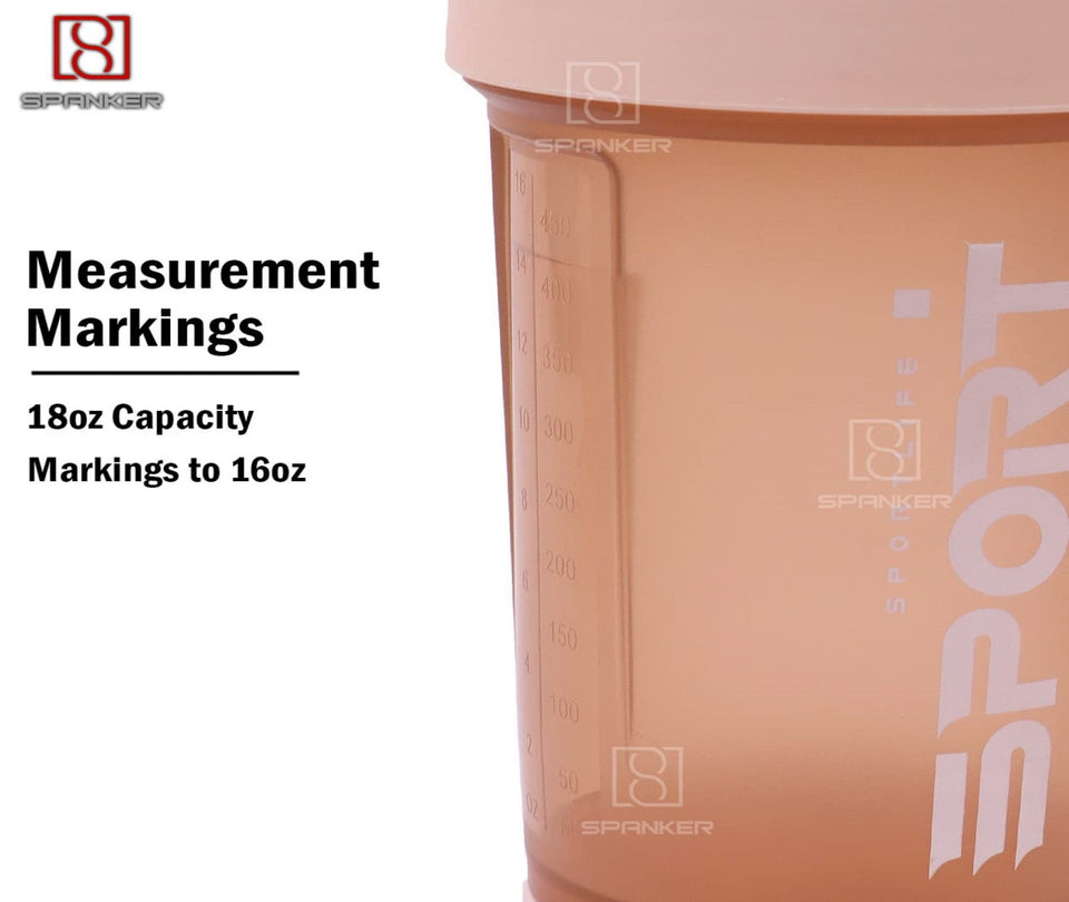 Spanker Sportylife Motivational Leakproof Water 450 ML Shaker, BPA Free Fitness Sports Water Bottle, Orange- SSTP