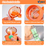 Toyshine 580ml Bunny Design Anti-Leak BPA-Free Spill Proof Cap Closure Kids Water Bottle with Straw And Strap for School Home and outdoor use - Purple