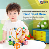 Toyshine sun and moon wooden shape, obejects, color recognition rolling bead maze labyrinth toy (Multi color)