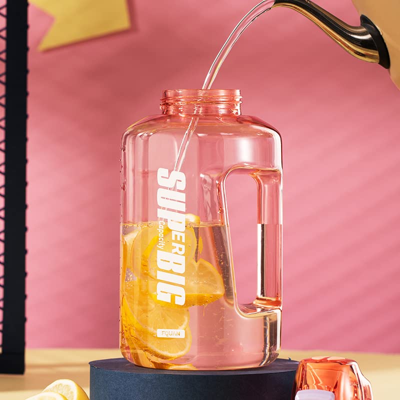 Spanker Sports Water Bottle 1.5 L / 55 OZ Half Gallon Carry Handle Big Water Jug For Sport | Ecofriendly, Tritan BPA Free Plastic, Leakproof- Pink SSTP