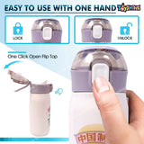 Toyshine Seebu Insulated Hot n Cold Water Bottle for Kids Steel Flask Metal Thermos, Spill Proof Cap Closure, BPA Free for School Home, Silicon Gripper Children's Drinkware, 500 ML, White