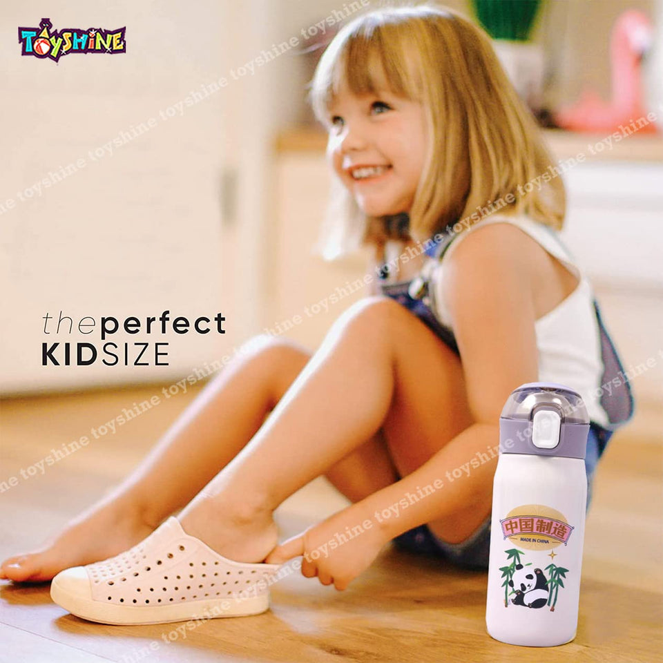 Toyshine Seebu Insulated Hot n Cold Water Bottle for Kids Steel Flask Metal Thermos, Spill Proof Cap Closure, BPA Free for School Home, Silicon Gripper Children's Drinkware, 500 ML, White