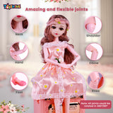 Toyshine Big Size 21" Stunning Look Anne Fashion Doll with 3D Eyes & Folding Hands Pretend Play Gift for Girls Kids Role Play Toy for Age 3+, Peach