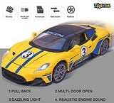 Toyshine 1:22 Sports Car Die Cast Scale Model Display Car with Opening Doors Music and Lights | Made of Metal Toy Vehicle for Kids, Adults, Collectors - Yellow B
