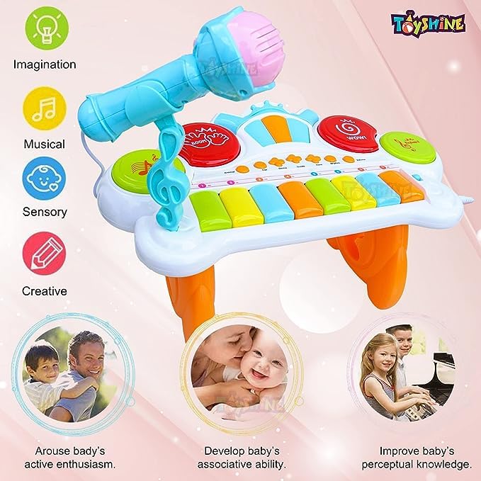 Toyshine in Kids Drum Set and Piano Toy Adjustable Microphone To