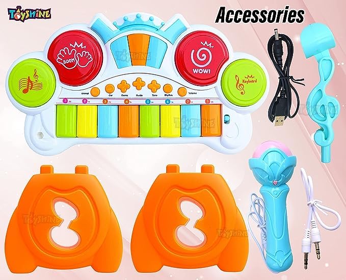 Toyshine in Kids Drum Set and Piano Toy Adjustable Microphone To