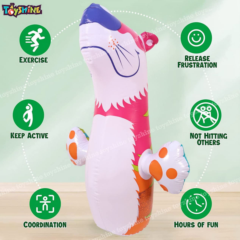 Toyshine Inflatable Hit Me Bop Bag Boxing Wrestling Toy For Kids|Sports Indoor Activity Push Game Kids Toy-Tiger|  Yellow