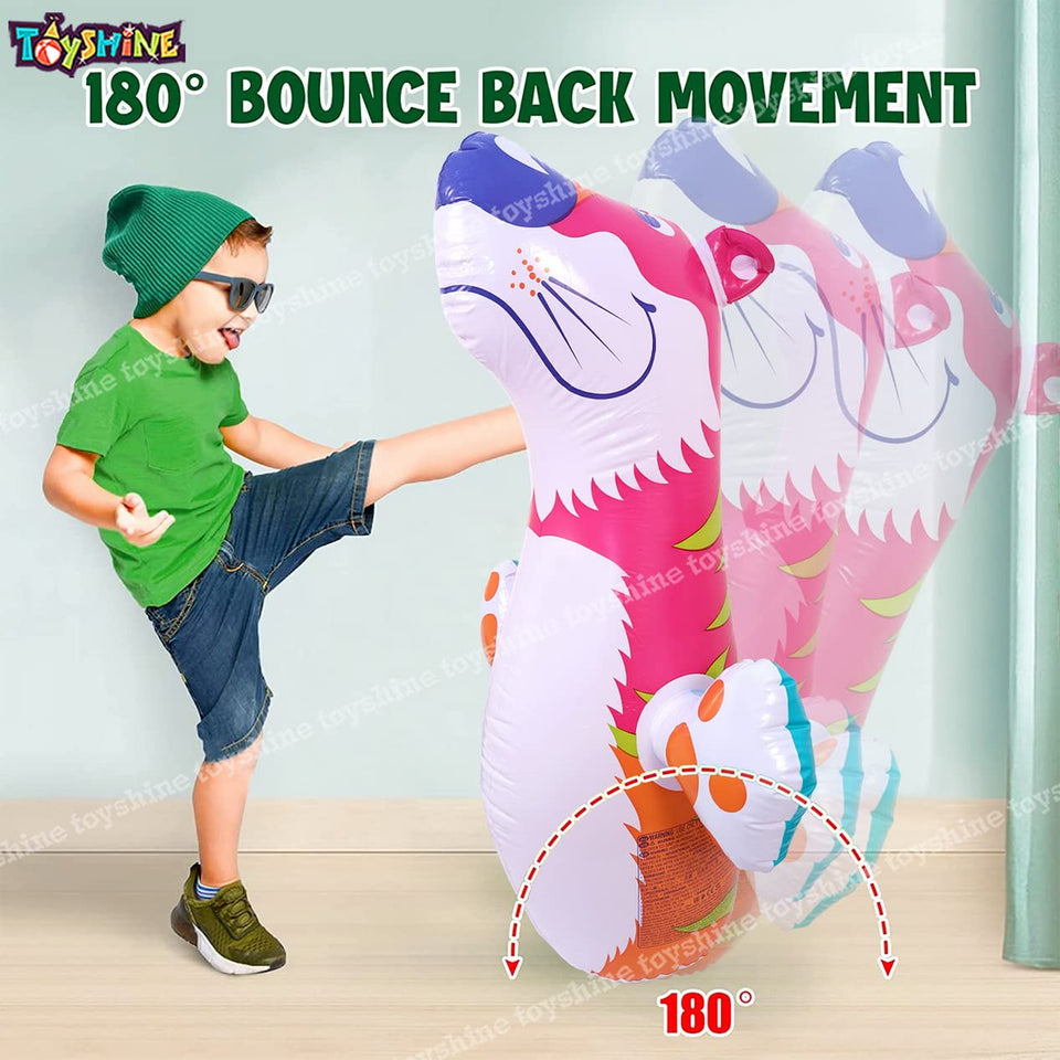 Toyshine Inflatable Hit Me Bop Bag Boxing Wrestling Toy For Kids|Sports Indoor Activity Push Game Kids Toy-Tiger|  Yellow